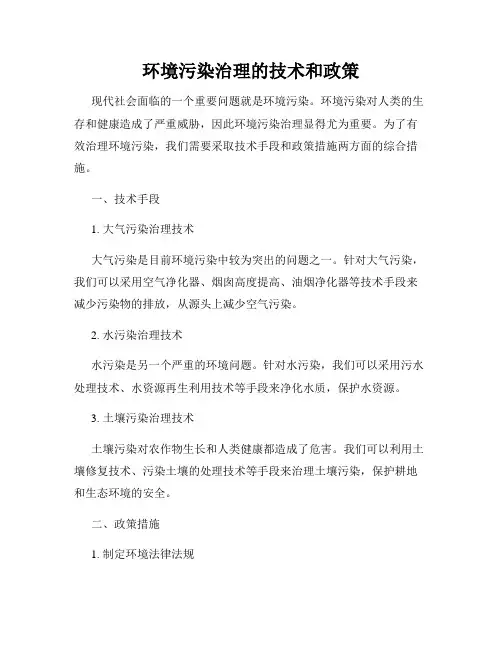 环境污染治理的技术和政策