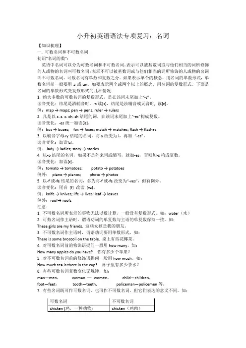 小升初英语语法专项复习：名词