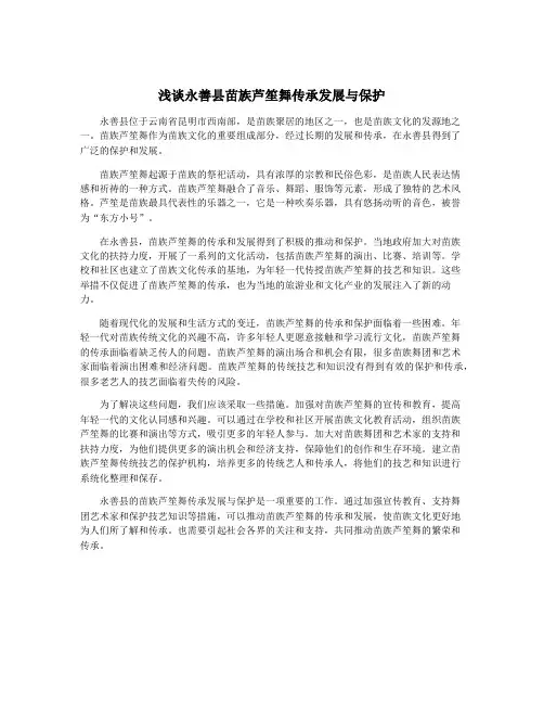 浅谈永善县苗族芦笙舞传承发展与保护