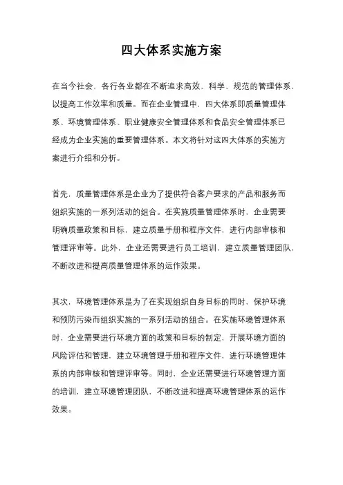 四大体系实施方案
