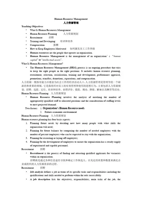 【商务英语】人力资源管理(Human Resource Management)