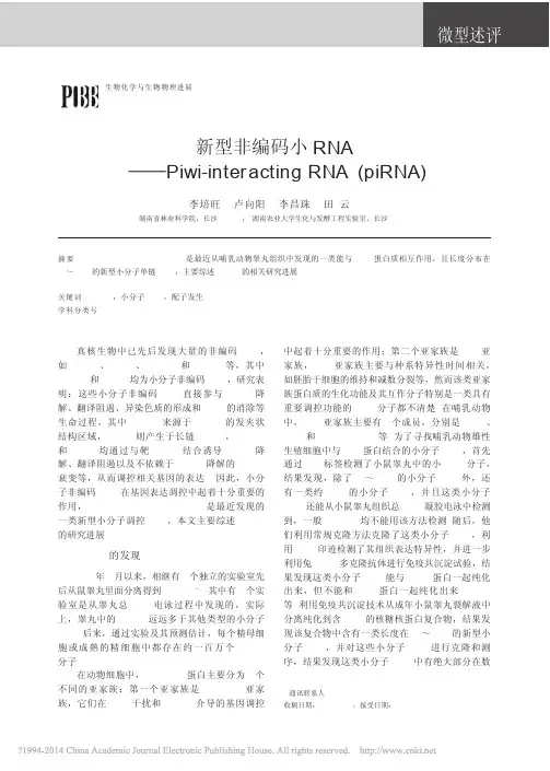新型非编码小RNA_Piwi_interactingRNA_piRNA_