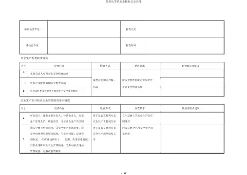危险化学品安全检查记录表格