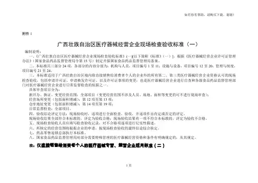 广西壮族自治区医疗器械经营企业现场检查验收标准一