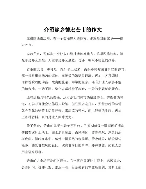 介绍家乡德宏芒市的作文