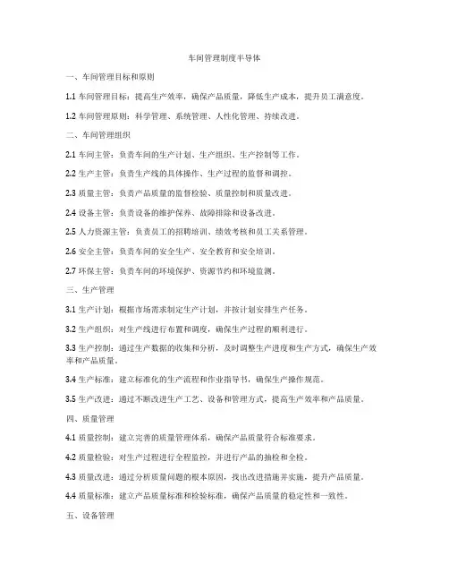 车间管理制度半导体