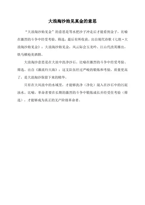 大浪淘沙始见真金的意思