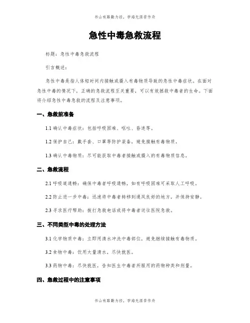 急性中毒急救流程