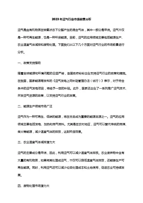 2023年沼气行业市场前景分析