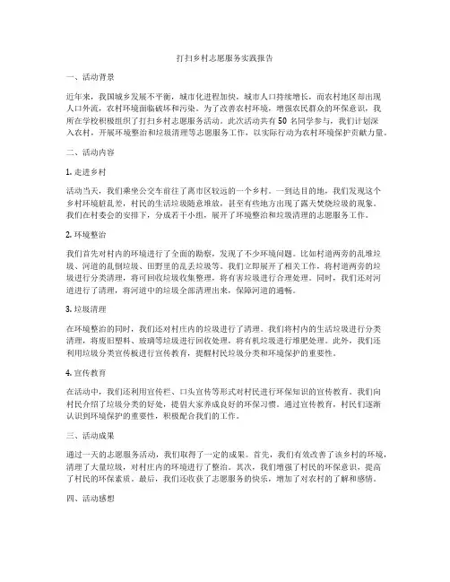 打扫乡村志愿服务实践报告