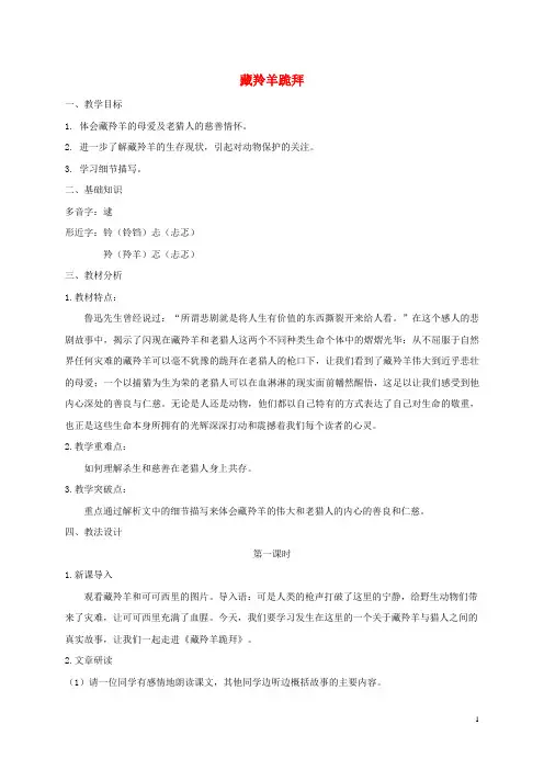 五年级语文下册 藏羚羊跪拜 2教案 长版
