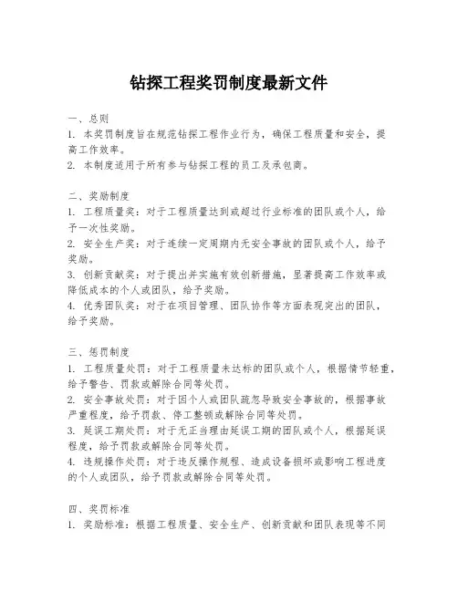 钻探工程奖罚制度最新文件