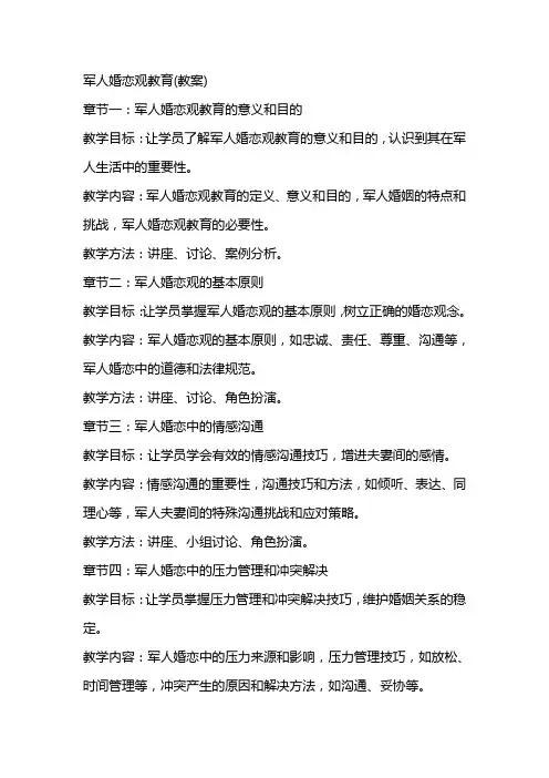 军人婚恋观教育(教案)