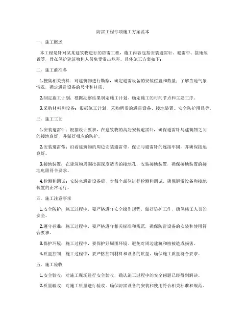 防雷工程专项施工方案范本