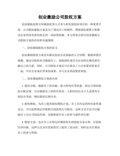 创业激励公司股权方案