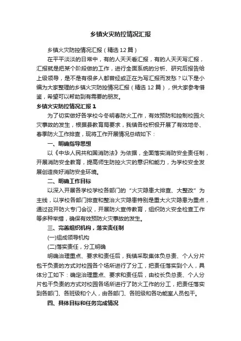 乡镇火灾防控情况汇报（精选12篇）