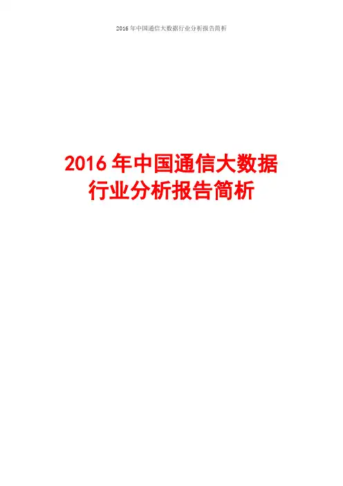 2016年中国通信大数据行业分析报告简析