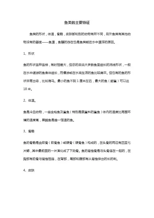 鱼类的主要特征