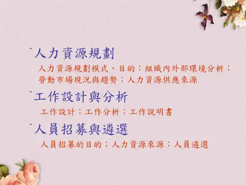 人力资源规划、工作设计与分析(ppt 27页)