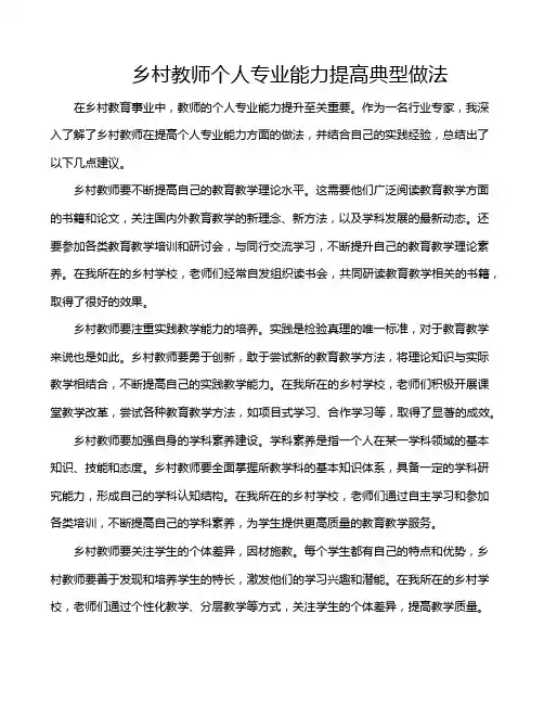 乡村教师个人专业能力提高典型做法