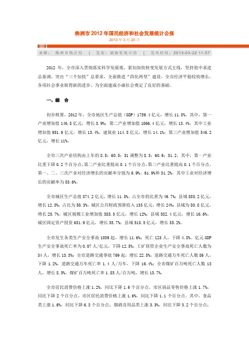 2012年株洲人口现状