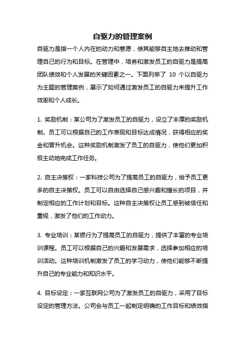 自驱力的管理案例