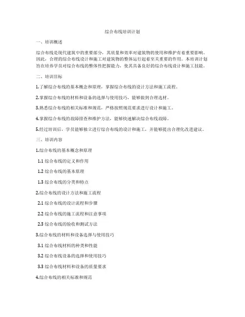 综合布线培训计划