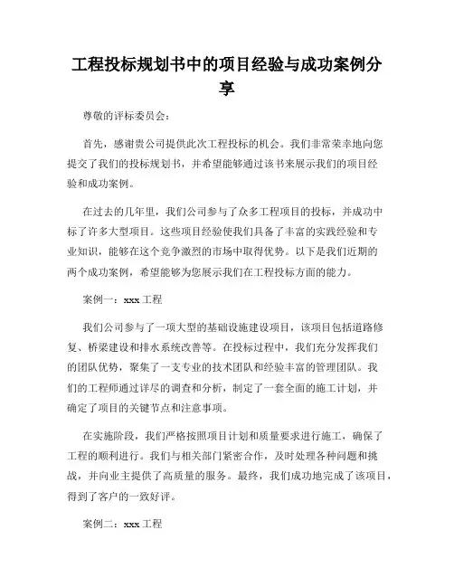 工程投标规划书中的项目经验与成功案例分享