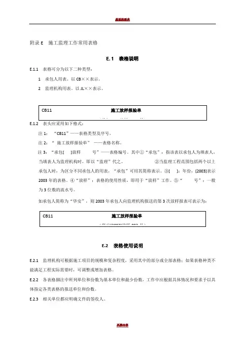 SL 288-2014 水利工程施工监理规范  全套表格