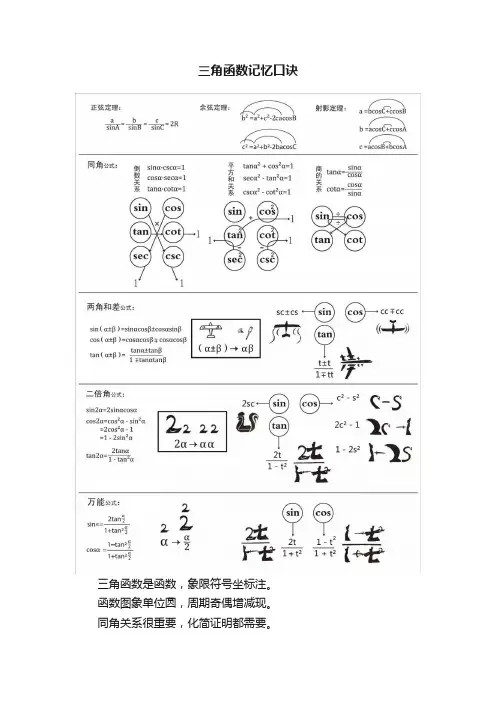 三角函数记忆口诀