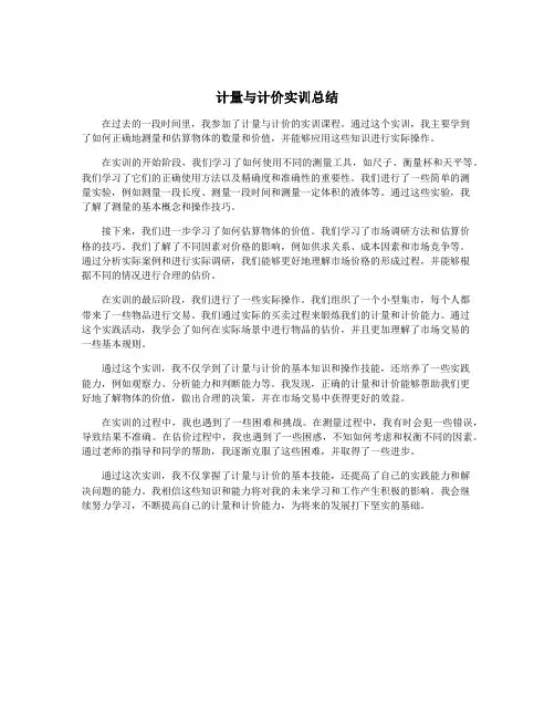 计量与计价实训总结