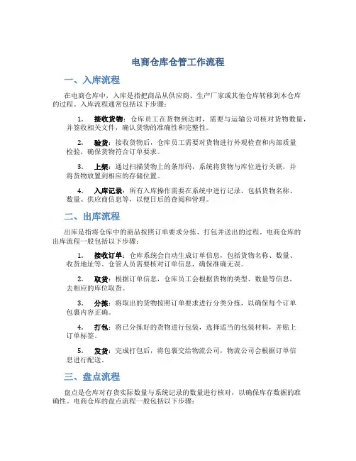电商仓库仓管工作流程
