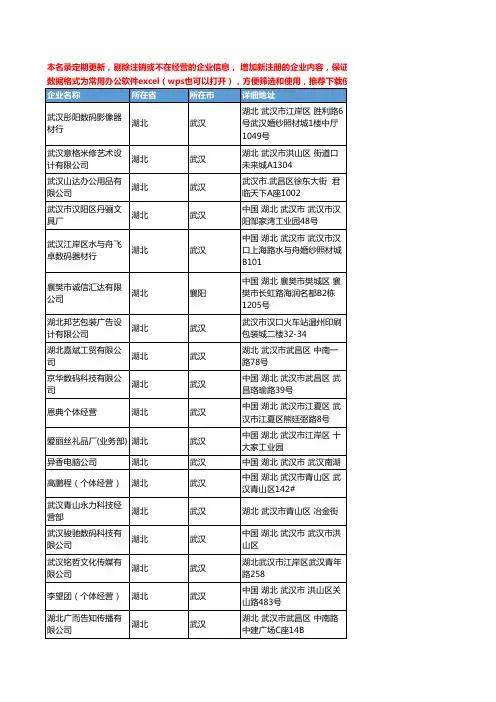 2020新版湖北省簿本册工商企业公司名录名单黄页联系方式大全52家