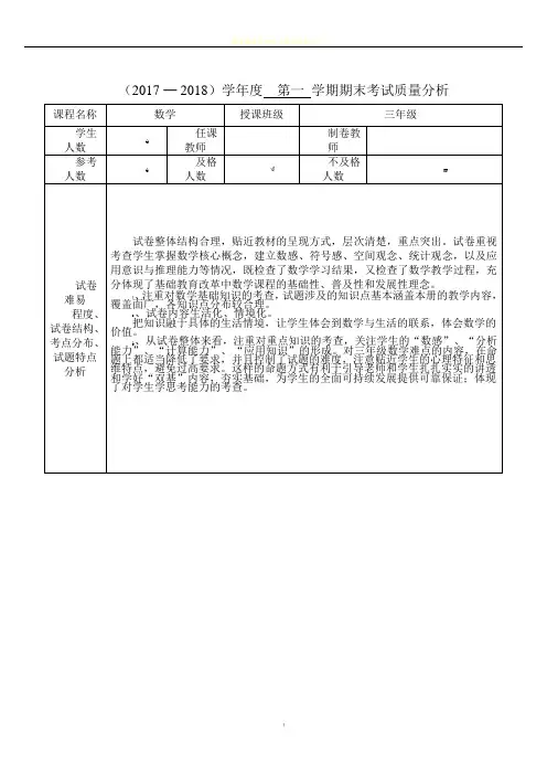 期末考试质量分析报告(模板)