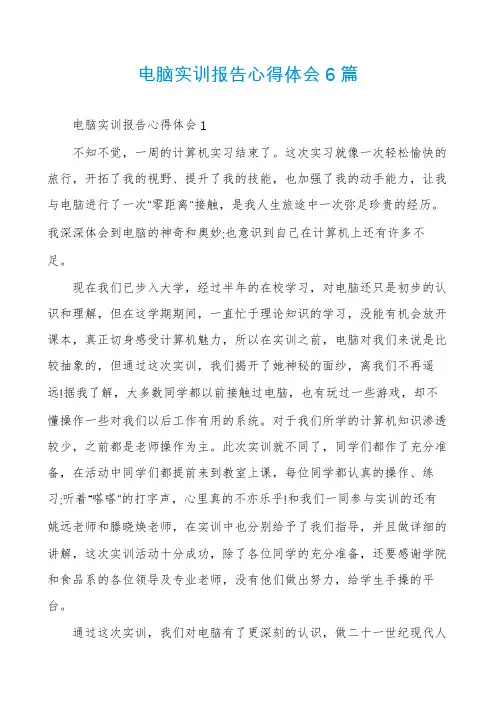 电脑实训报告心得体会6篇