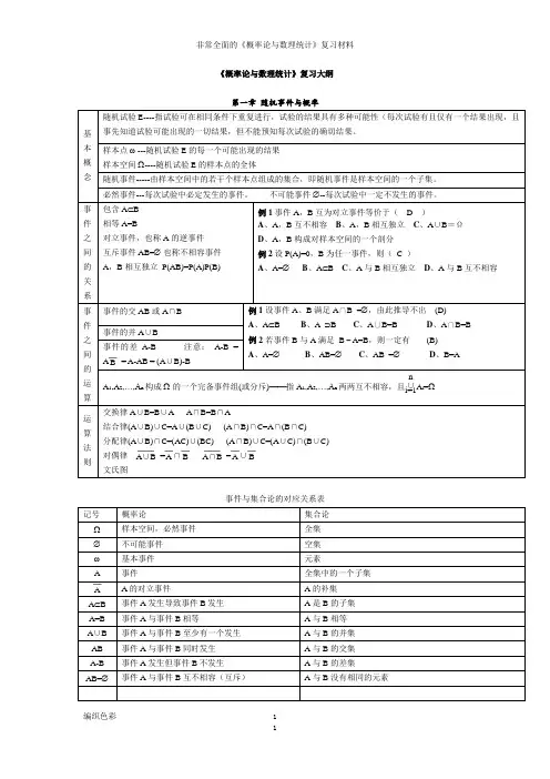 非常全面的《概率论与数理统计》复习材料