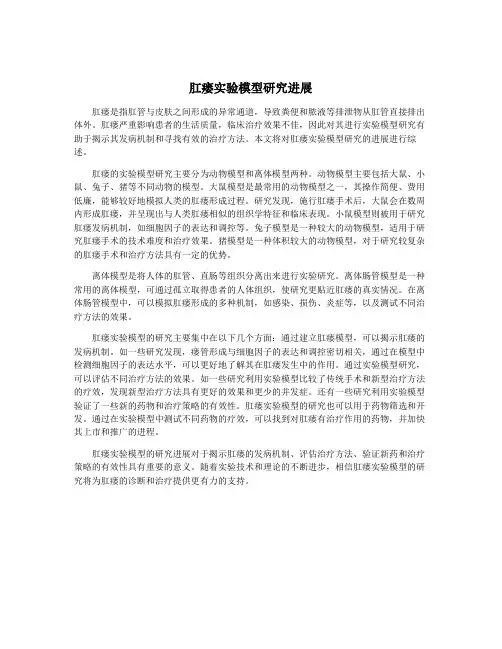 肛瘘实验模型研究进展