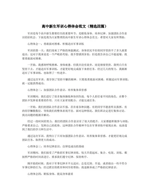 高中新生军训心得体会范文(精选四篇)