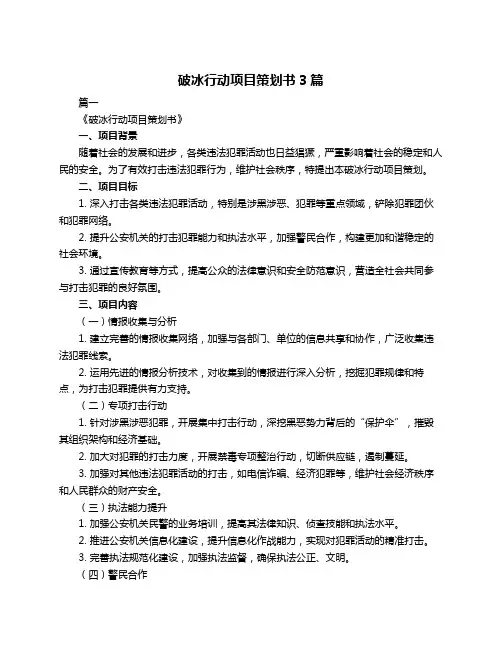 破冰行动项目策划书3篇