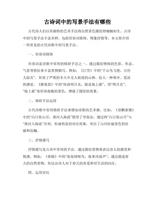 古诗词中的写景手法有哪些