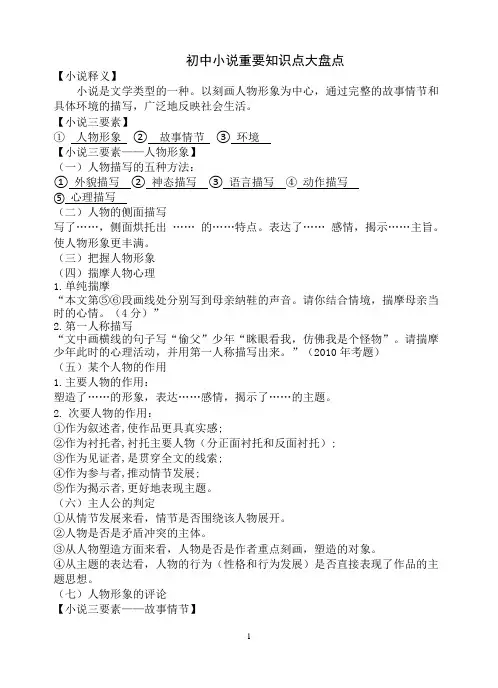 初中小说重要知识点大盘点