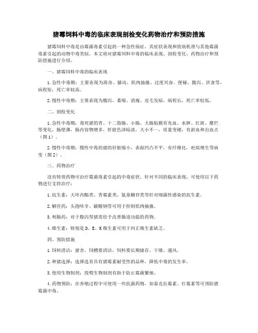 猪霉饲料中毒的临床表现剖检变化药物治疗和预防措施