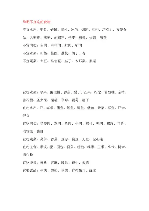 孕期食物禁忌
