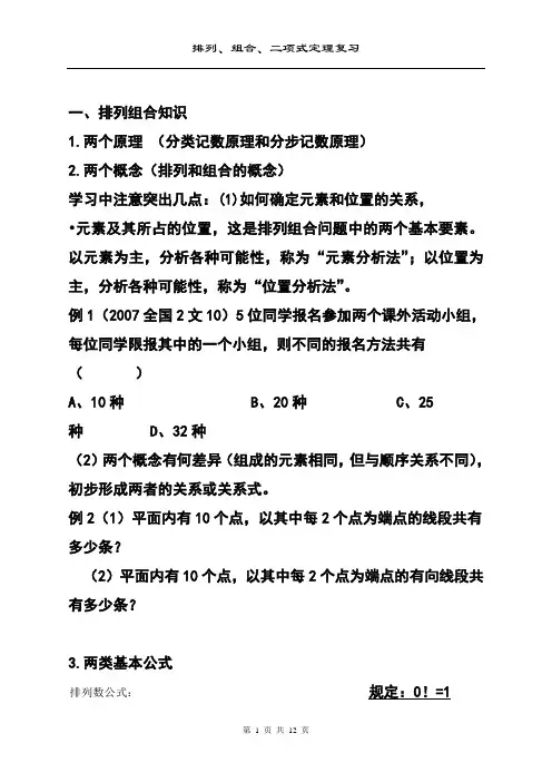 排列组合题期末复习