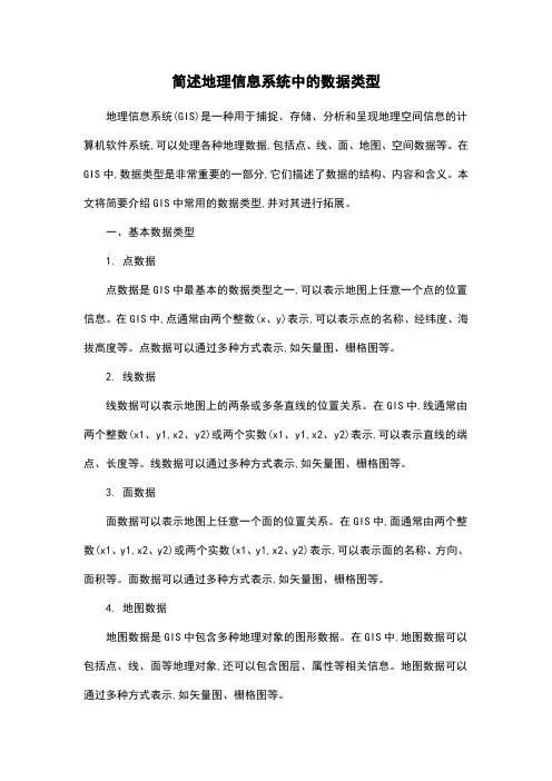 简述地理信息系统中的数据类型