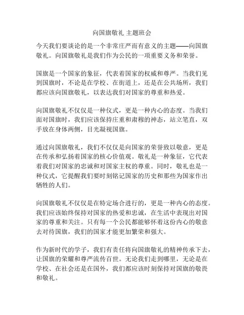 向国旗敬礼 主题班会