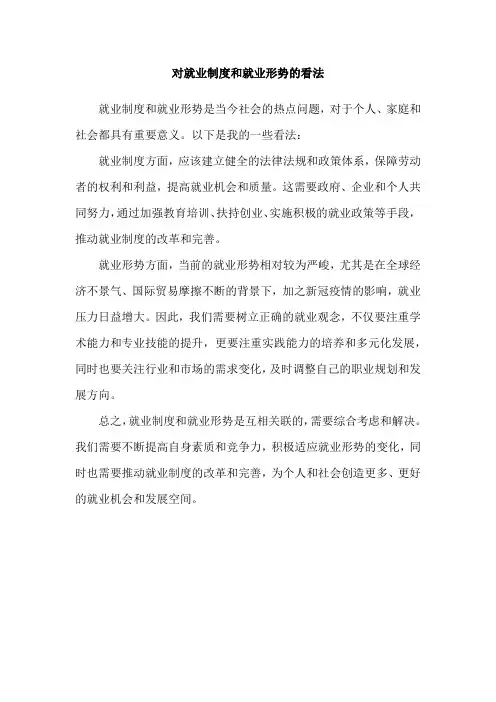 对就业制度和就业形势的看法