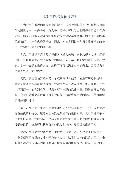 《项目投标报价技巧》