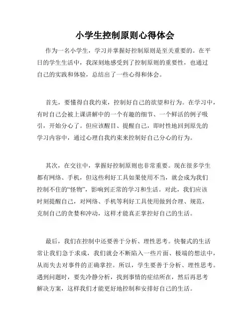 小学生控制原则心得体会