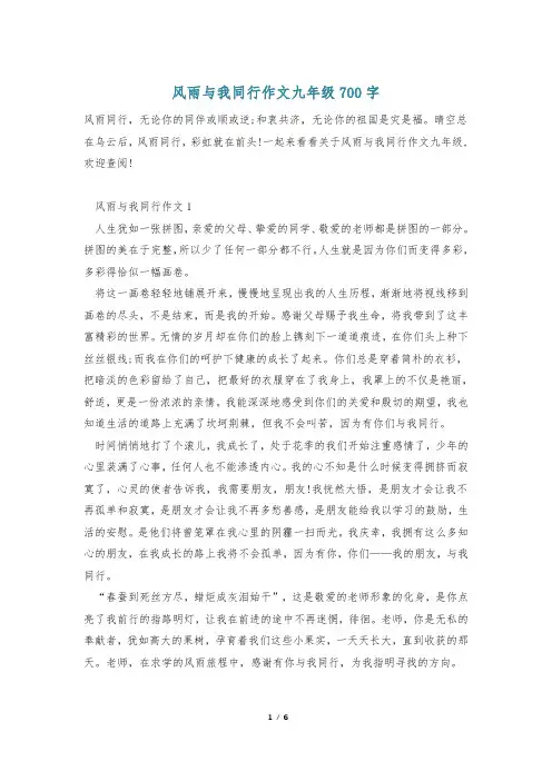 风雨与我同行作文九年级700字